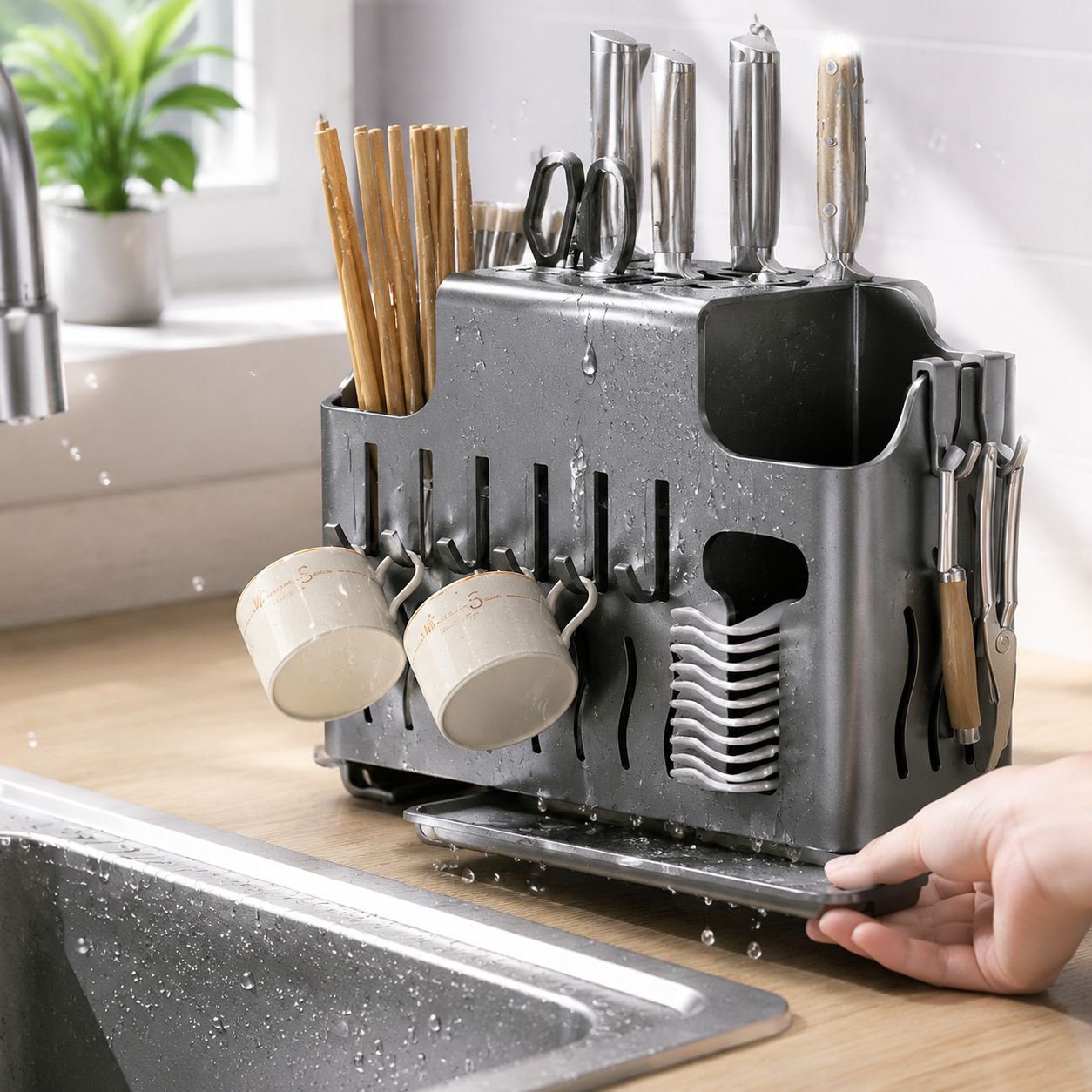 Kitchen multifunctional hanging rack