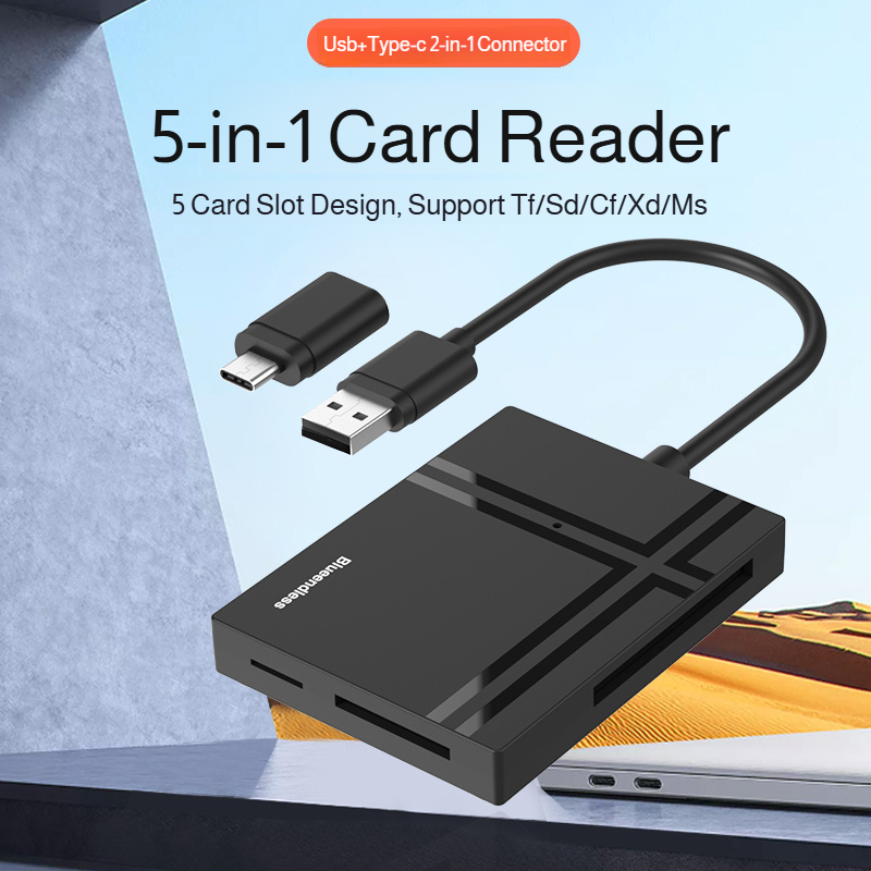 Lector de tarjetas multifunción USB 3.0 Type-C para móvil y PC, CF/SD/TF/MS/M2