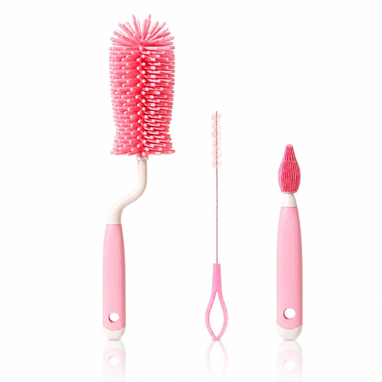 Lot de 3 brosses à gobelet en silicone souple, nettoyage sans angle mort
