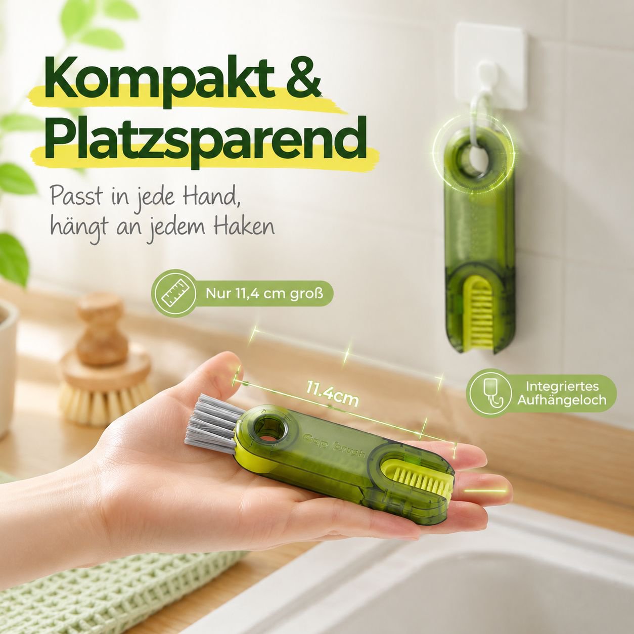 3-in-1 Multifunktionsbürsten-Set (Deckelbürste/Flaschenbürste/Strohhalmbürste)