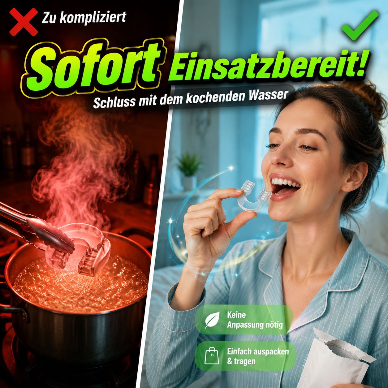 Nachtschutz gegen Zähneknirschen, Anti-Schnarch-Mundschutz für die Nacht