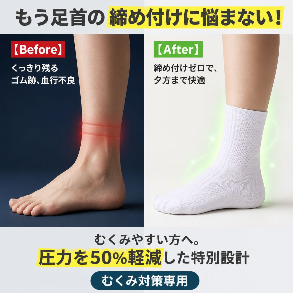 口元ゆったりミドル丈 吸汗防臭スポーツソックス