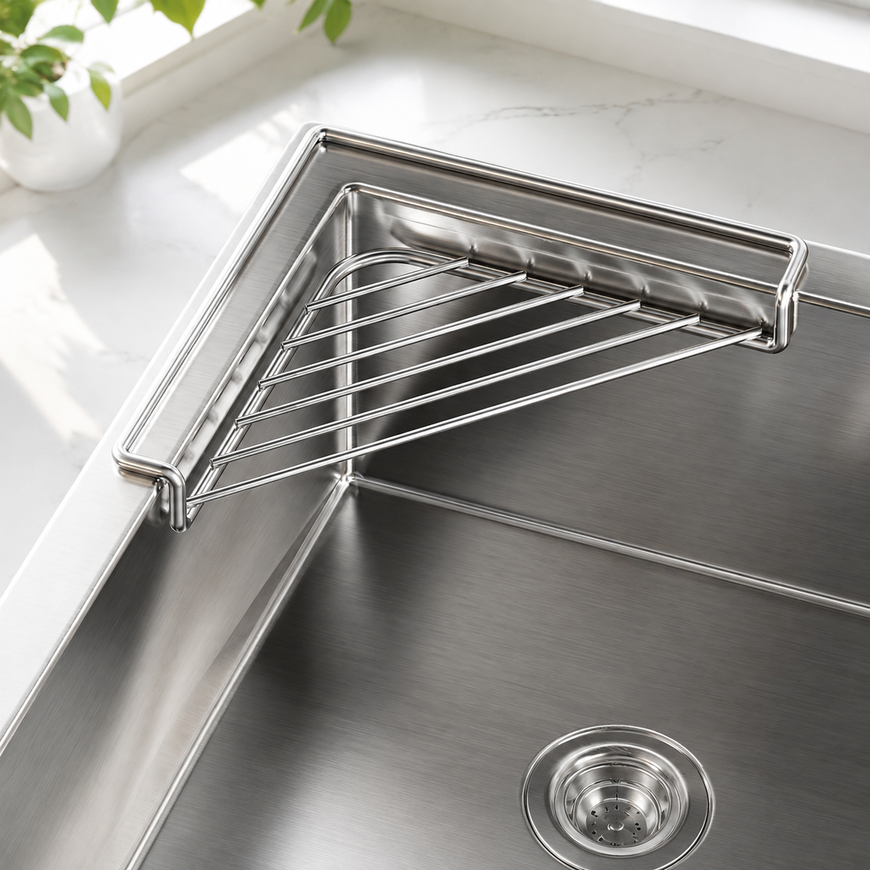 Stainless steel kitchen sink drain rack