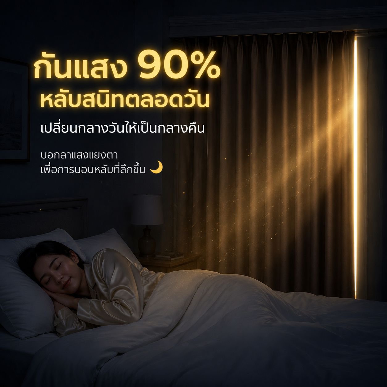 ม่านกำมะหยี่กันแสงสีเบจสำหรับตกแต่งบ้าน ห้องนอน และออฟฟิศ แบบชิ้นเดียว