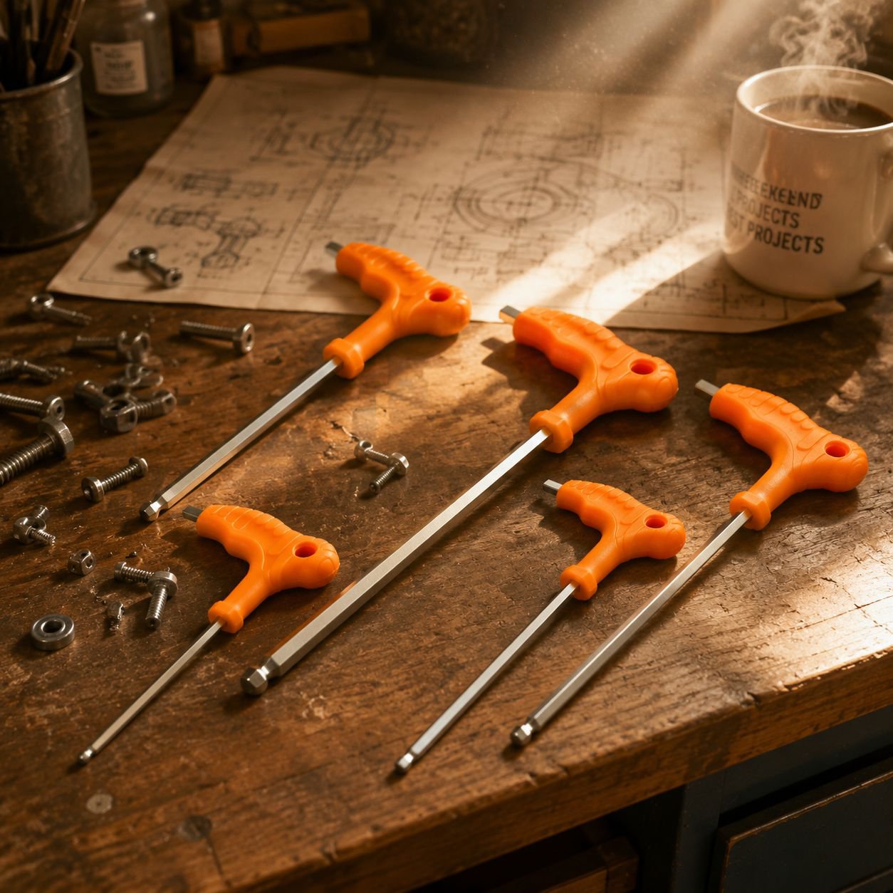 Detailed view of hex key wrench set for screwdriver tools