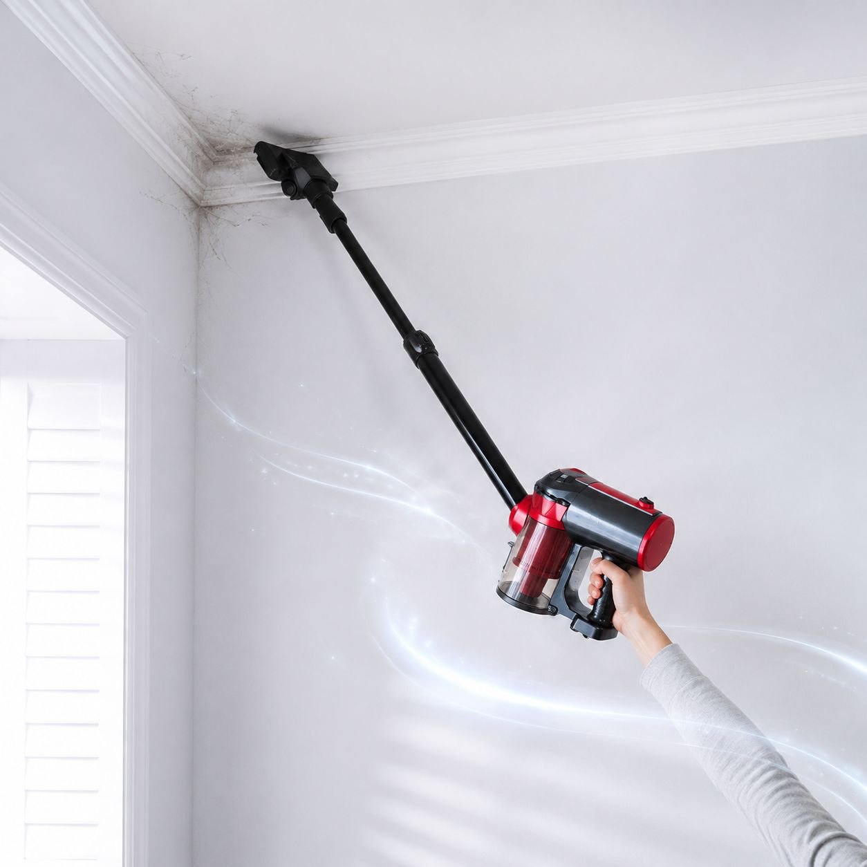 Powerful suction wired vacuum in action
