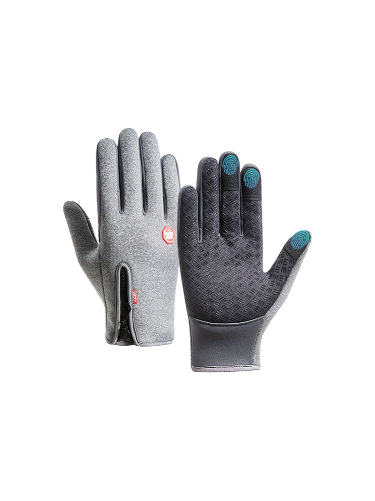 Guantes con forro, cremallera impermeable y a prueba de viento, con pantalla táctil.