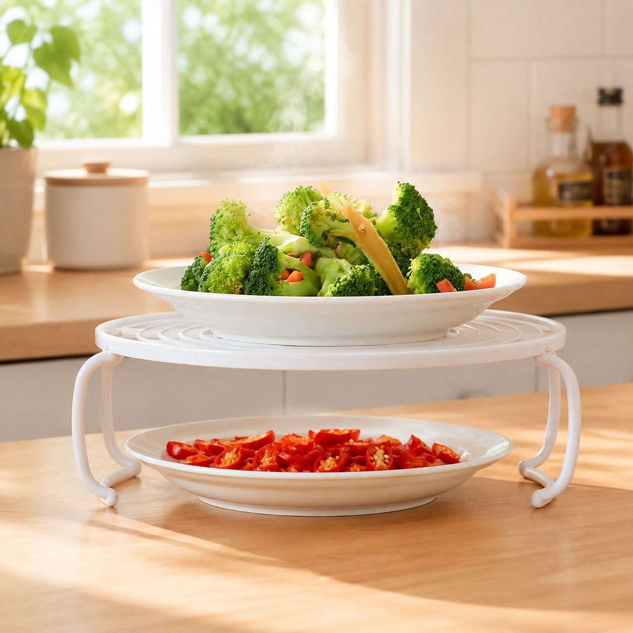 Round Kitchen Microwave Storage Shelf