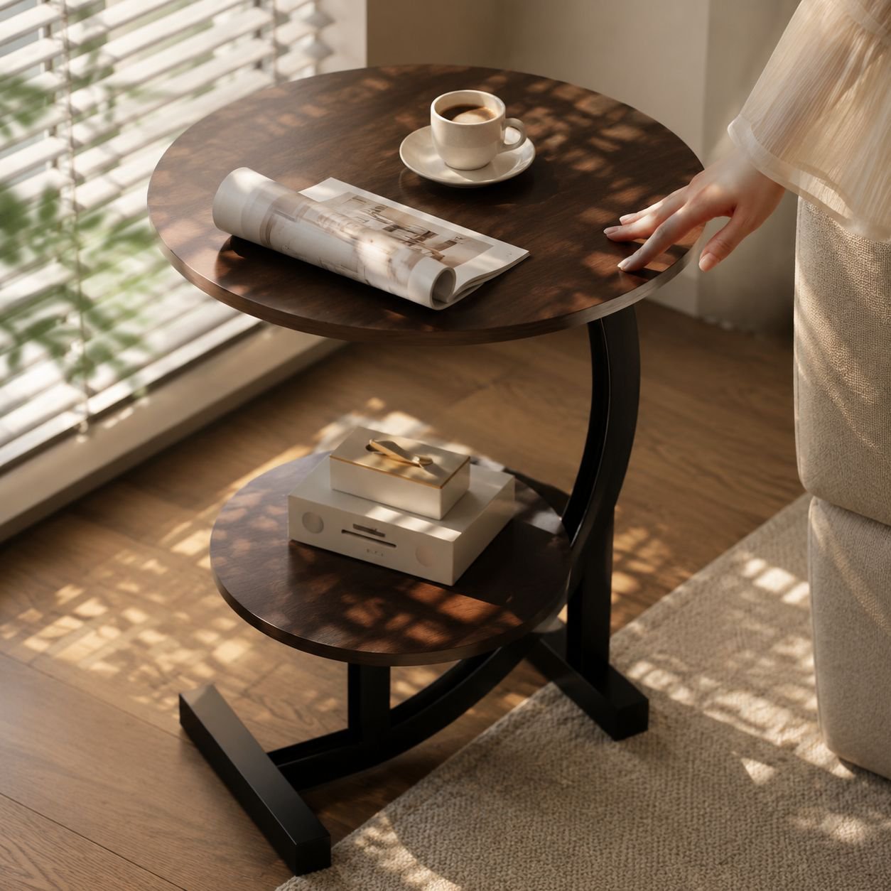 Compact bedside table for bedroom use