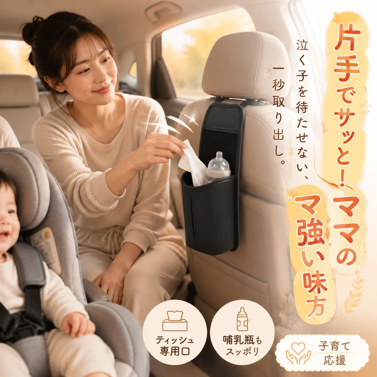 多機能車用カップホルダー収納バッグ