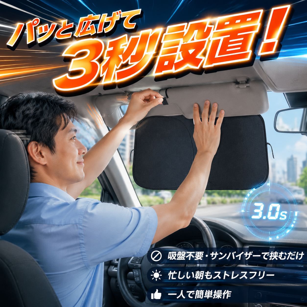 車のフロントガラス用サンシェードカーテン