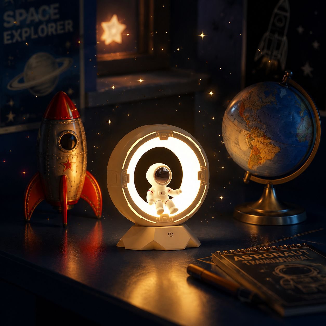 Astronaut night light as nursery decor