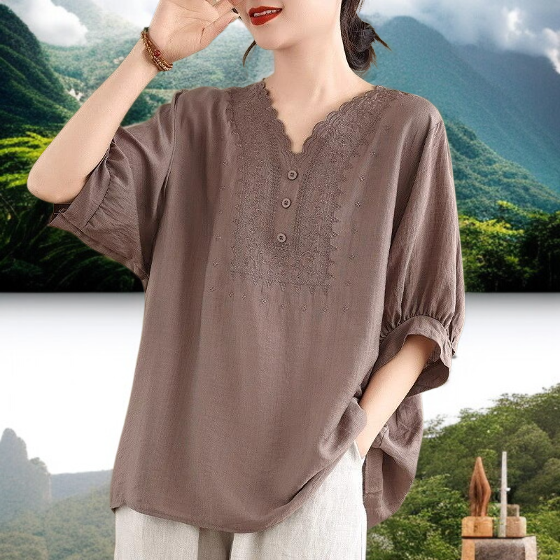 여성 빈티지 여름 상의 전체 모습