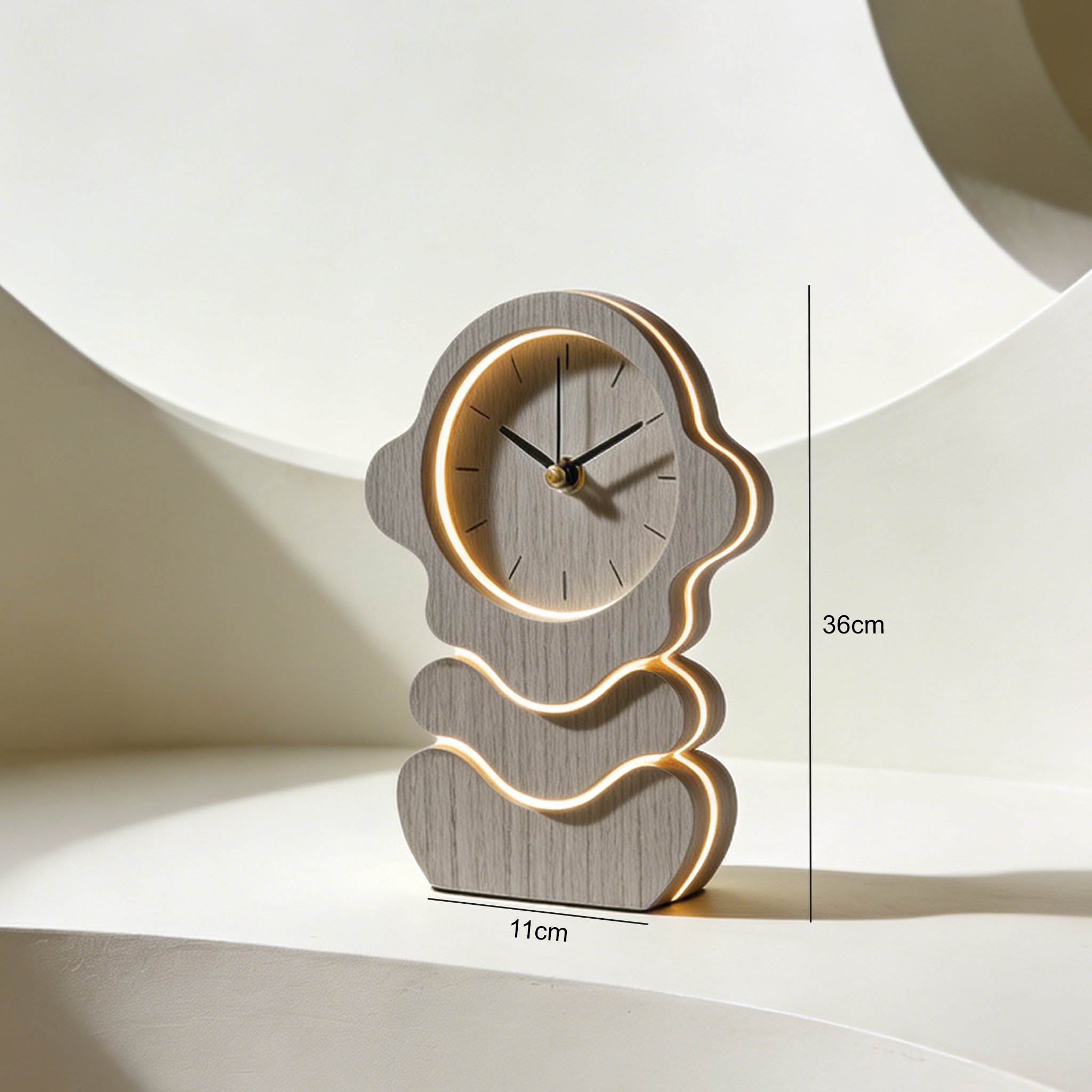 静音機能付きのデスククロック側面写真