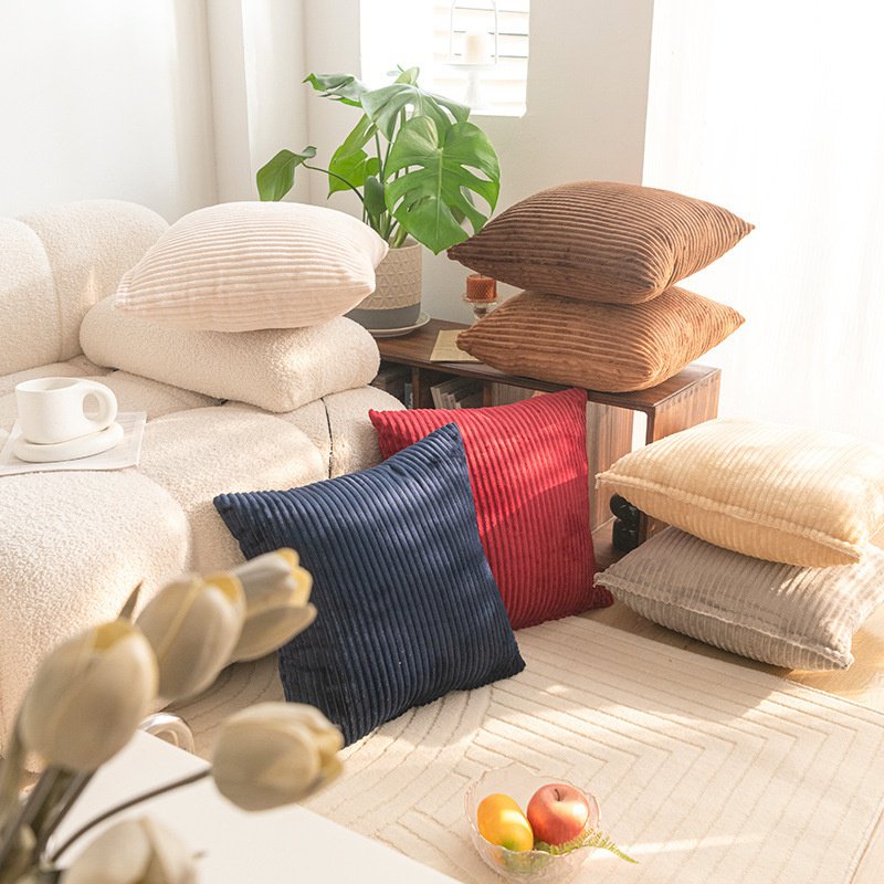 Sofa Cushion Solid Color Striped Bedside Cushion Welfare Pillow Cover Back Cushion Striped Cushion