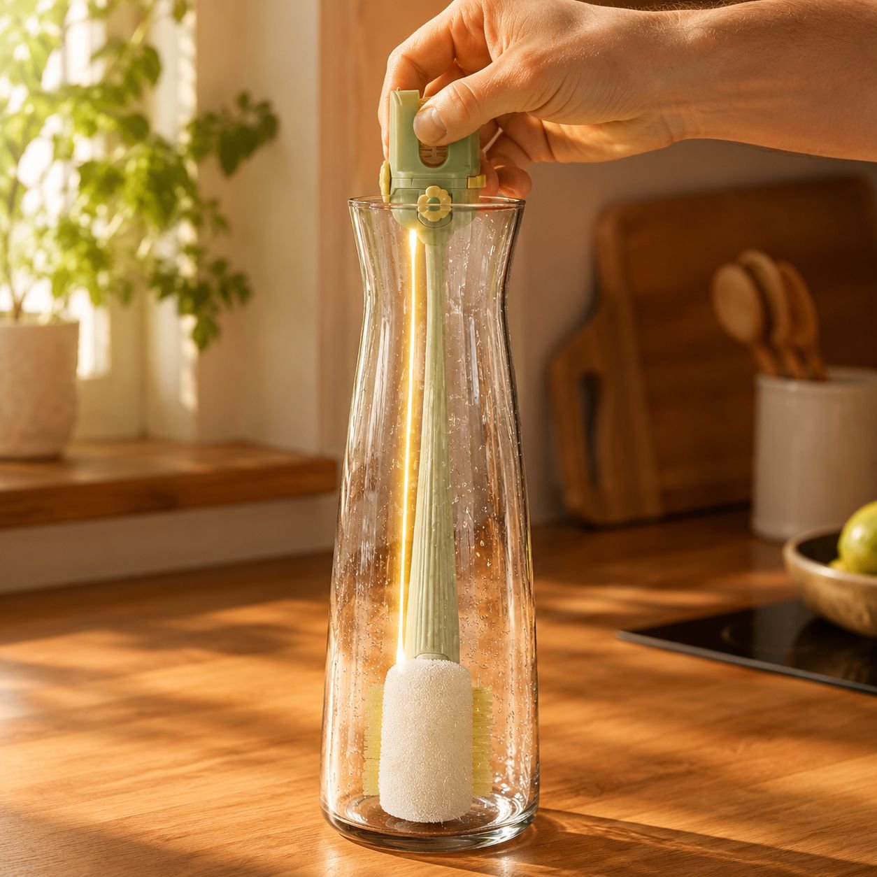 Multifunctional brush cleaning narrow bottle neck
