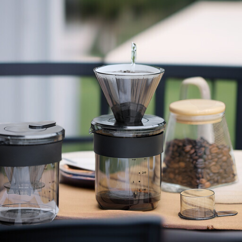 핸드드립 커피잔 트리플 원 커피잔 눈금이  식품 등급 두꺼운 유리 여행 수납 커피잔