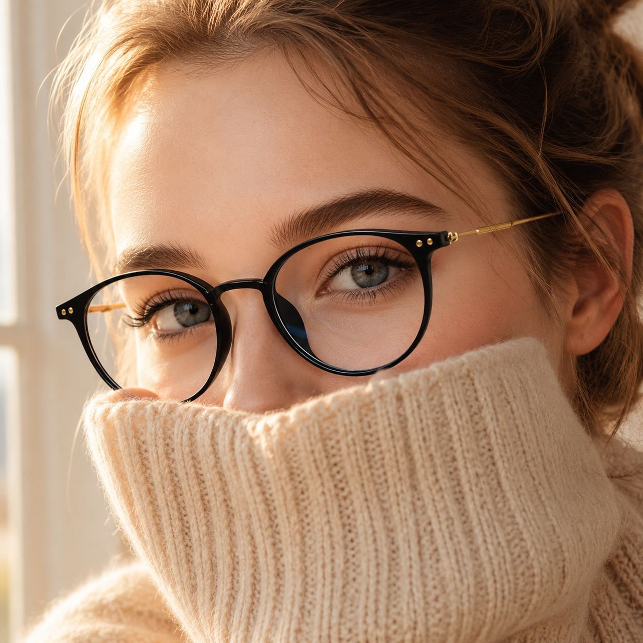 Große, braune Anti-Blaulicht-Brille ohne Rezept für Damen