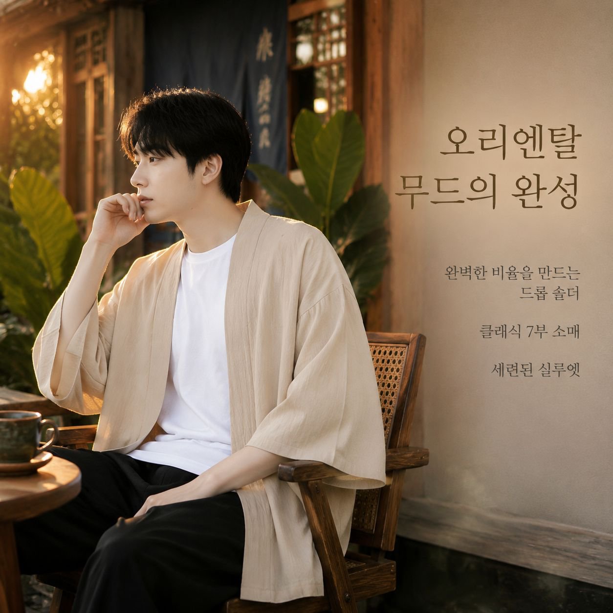 여름 남성 루즈핏 면마 반팔 한푸 오픈 카디건 빅사이즈 트렌치코트