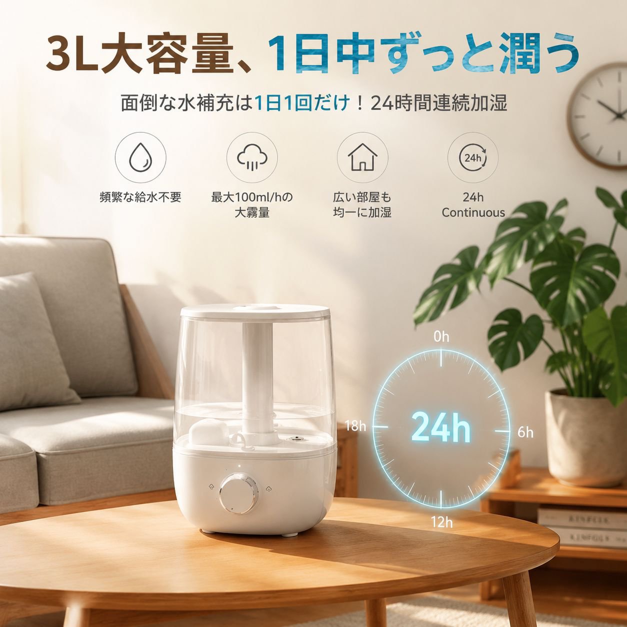 デュアルスプレー大容量寝室加湿器