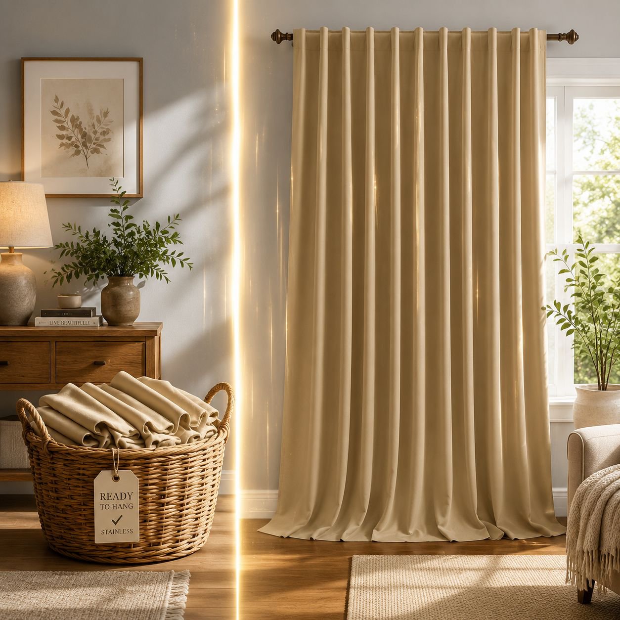 Energy saving blackout curtain for living room windows