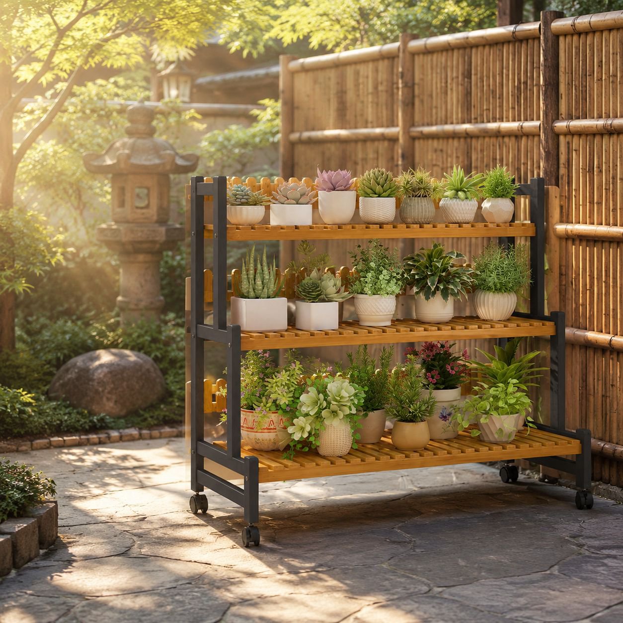 可動式植物棚の使いやすさを示す画像