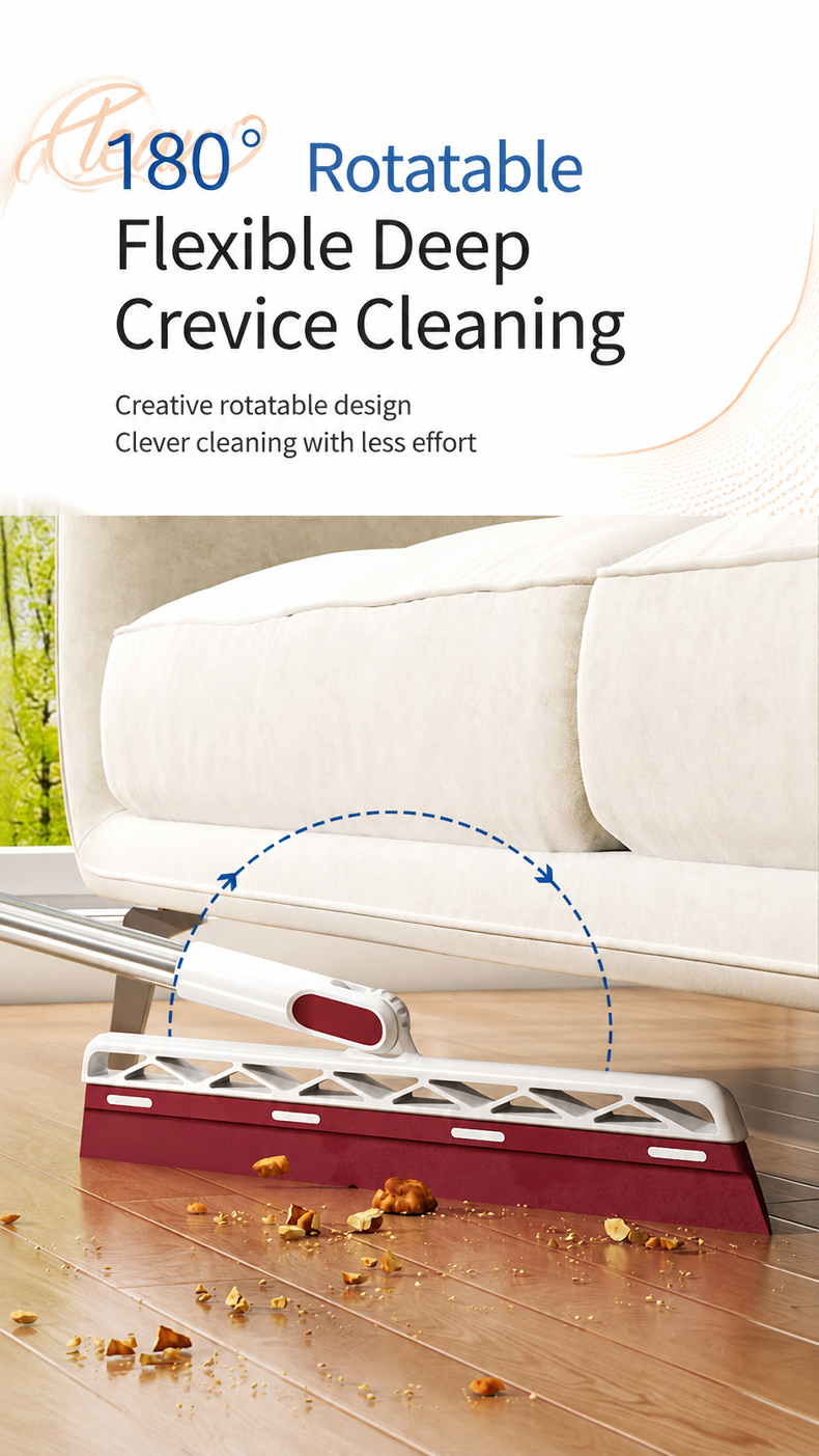 Double-duty broom for wet and dry floor cleaning