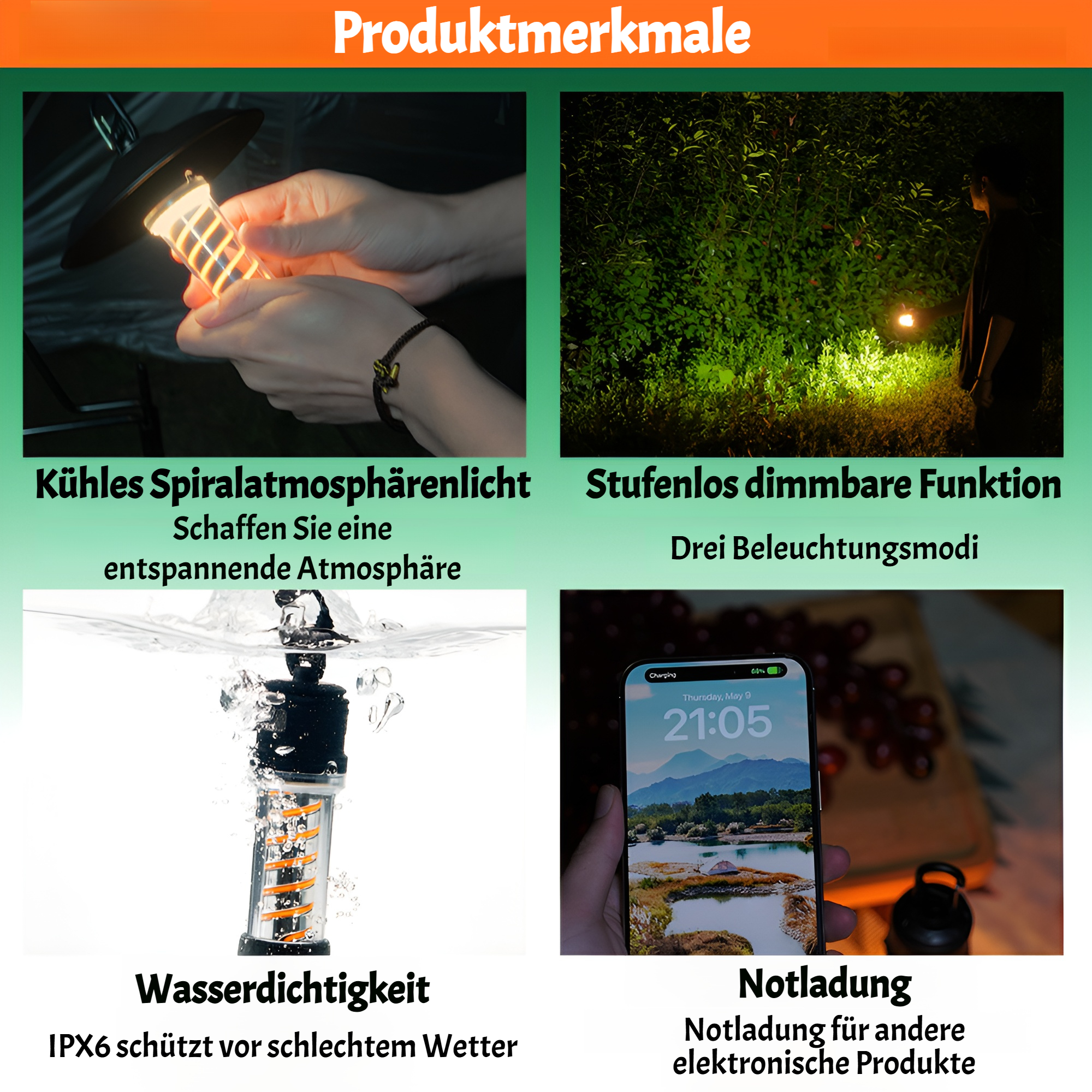 Wasserdichte Camping-Pumpenlampe