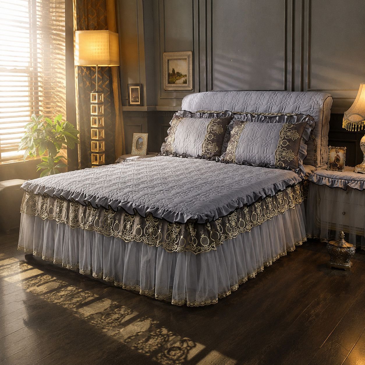 European Style Bed Skirt 3-Piece Set