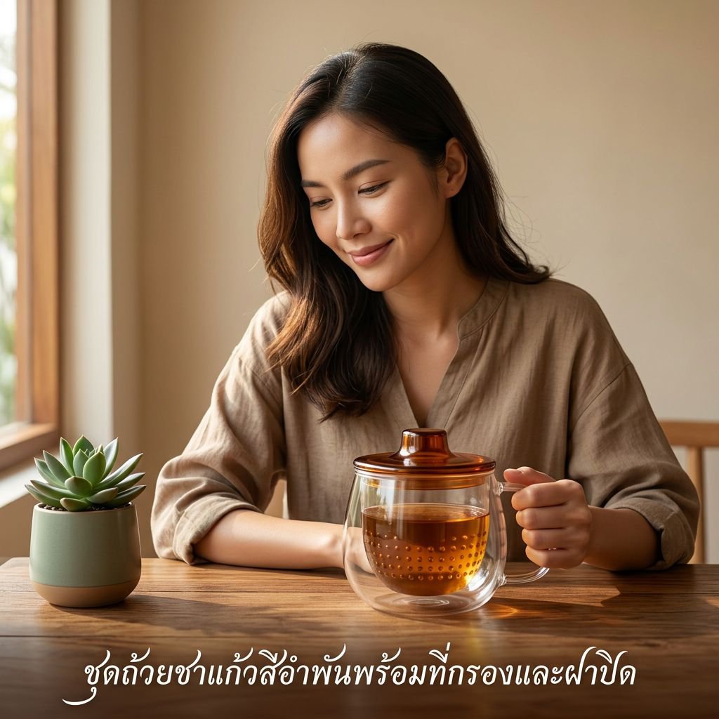 แก้วน้ำชาแก้วแก้วพร้อมที่กรองชาแบบแยกได้