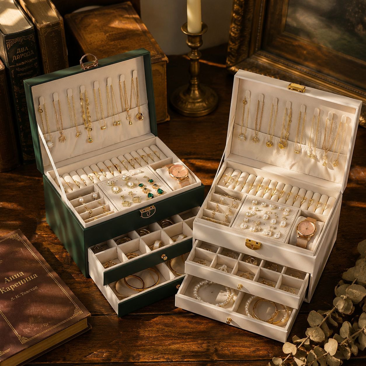 Intérieur spacieux de la boîte à bijoux haute qualité