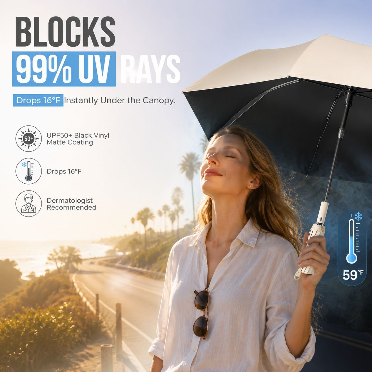 Large Double Automatic Three-Fold Umbrella, Sunshade and UV Protection