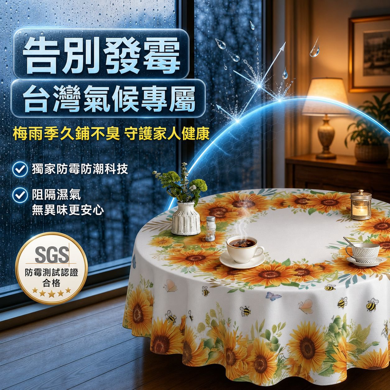 歐式印花植物花卉圓形桌布