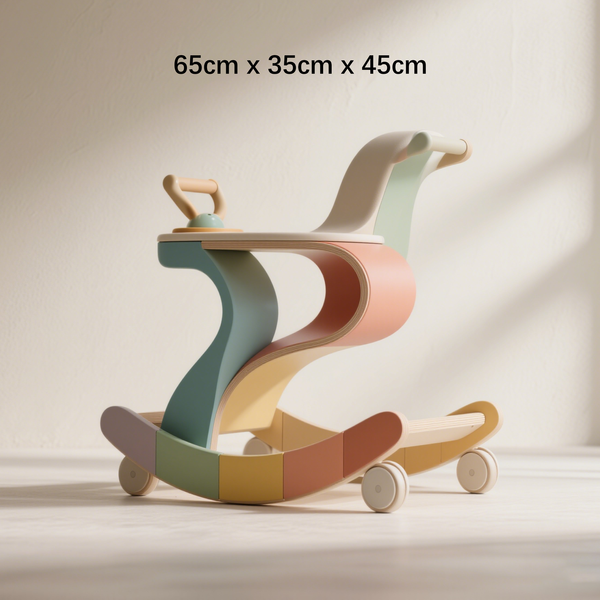 兒童使用原木搖馬椅場景