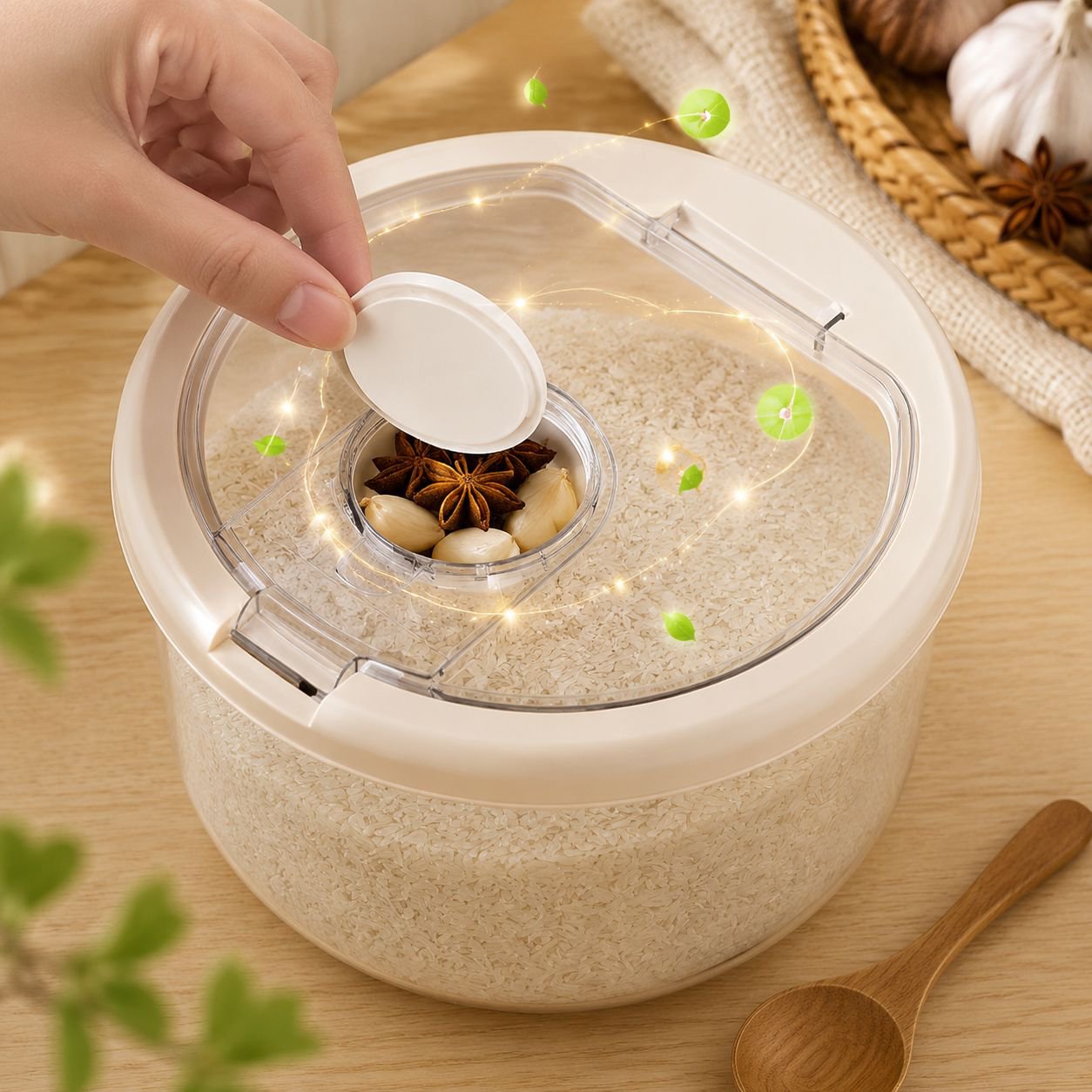 Transparent flour storage container for kitchen pantry