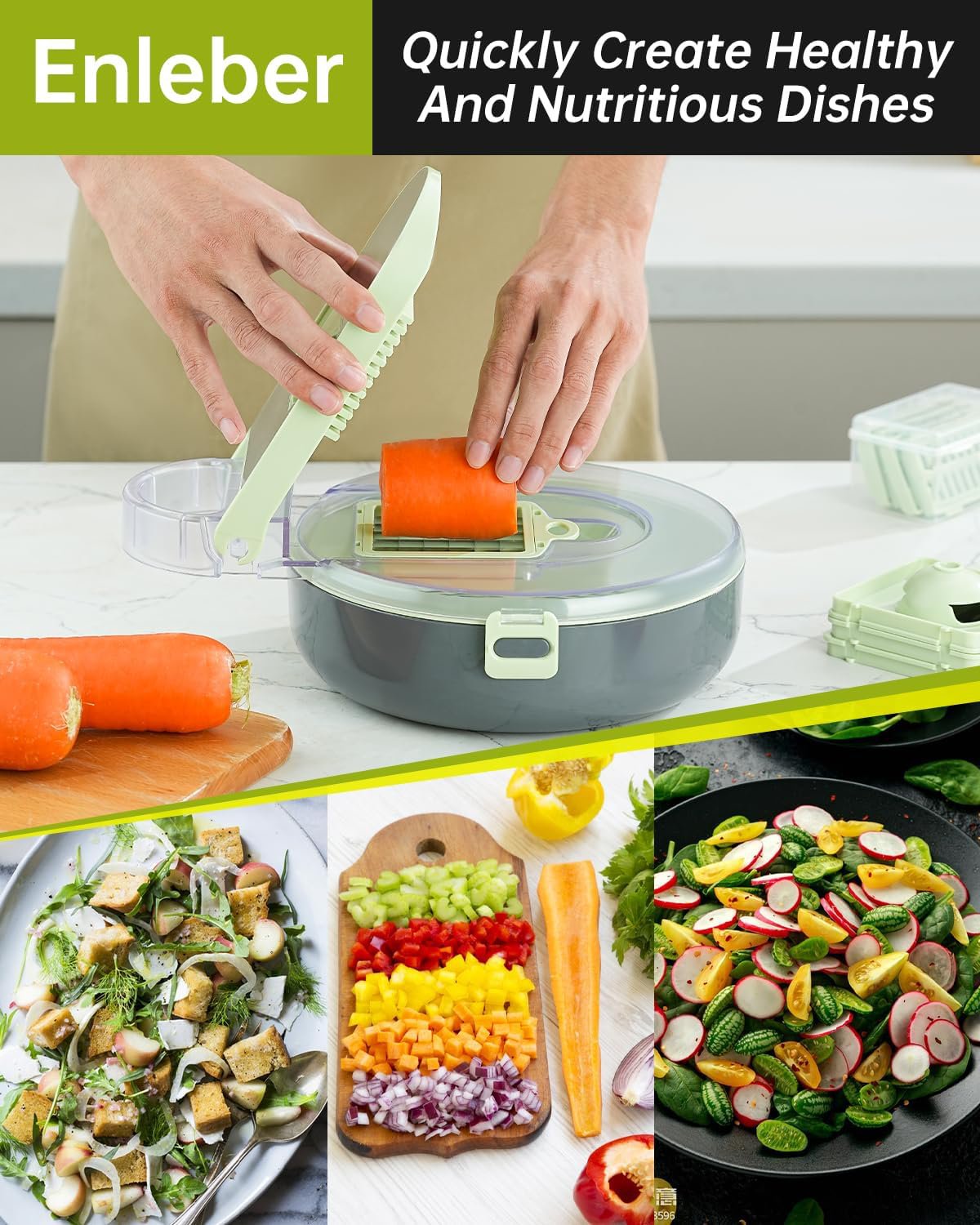 10-in-1 Vegetable Chopper with Drain Basket