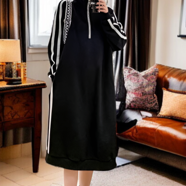 膝下丈デザインのパーカー詳細写真