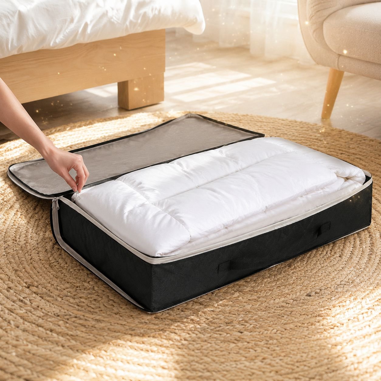 Foldable Non-woven Fabric Under-bed Storage Box for Clothes and Quilts
