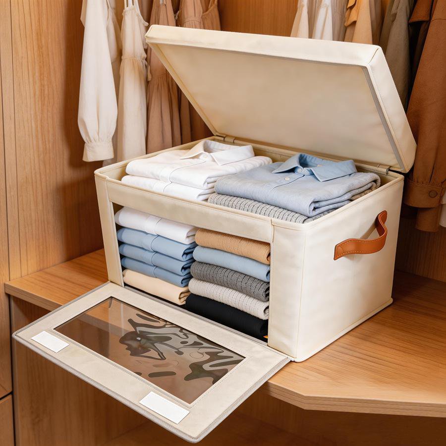 Caja de almacenamiento de tela plegable con apertura lateral