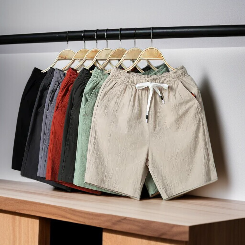 남자 린넨 반바지 착용 이미지