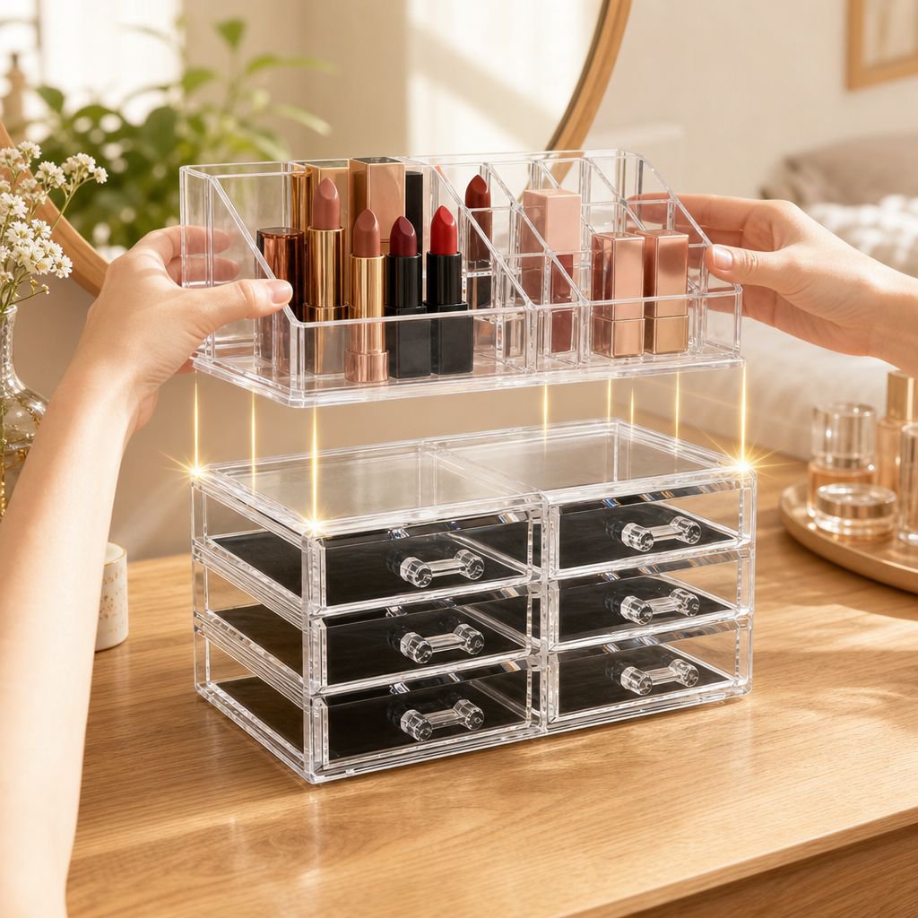 Multi-function Cosmetic Box with multiple compartments
