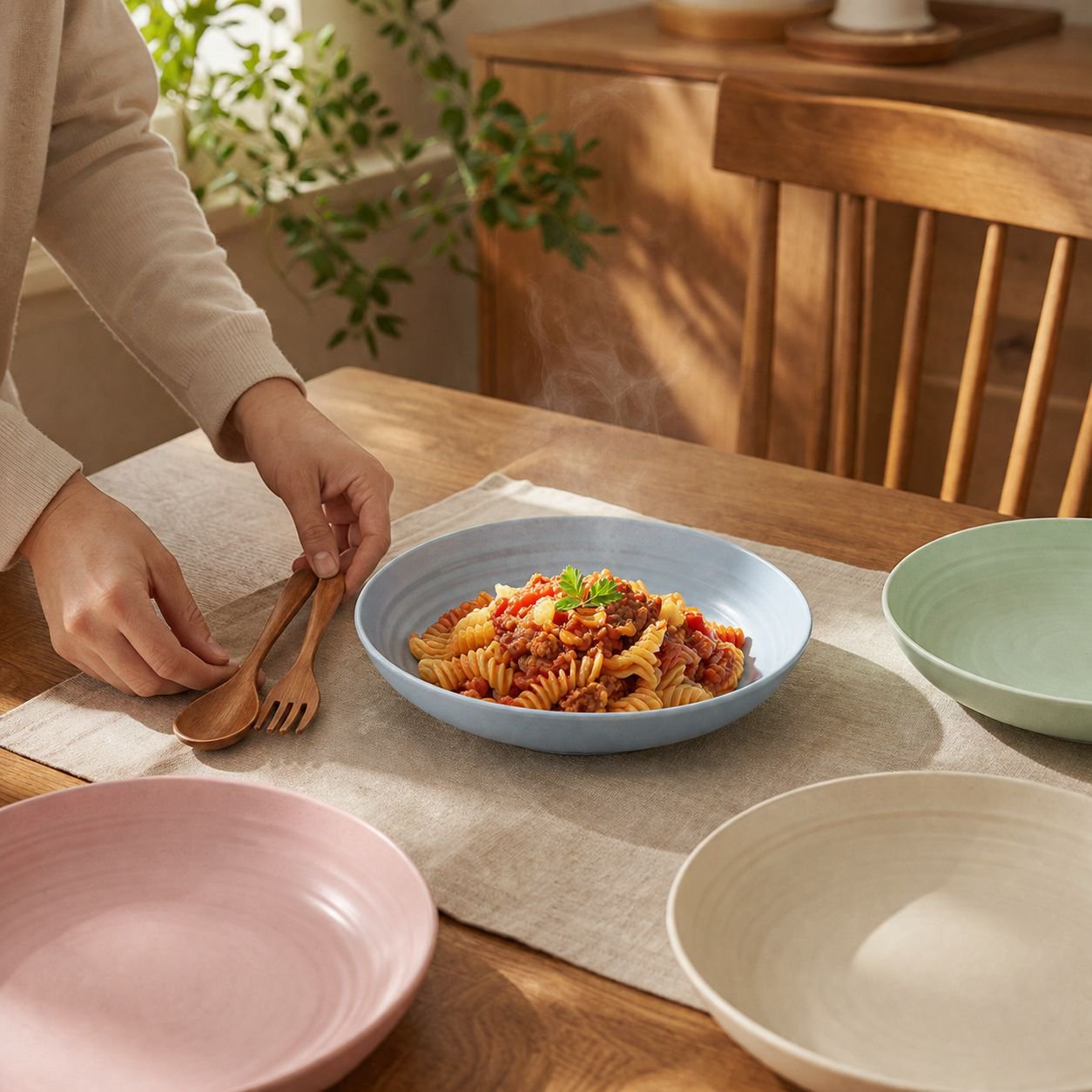 Nordischer 20 cm Weizenstroh-Kunststoffteller, geeignet für Obst, Gemüse und Trockenfrüchte
