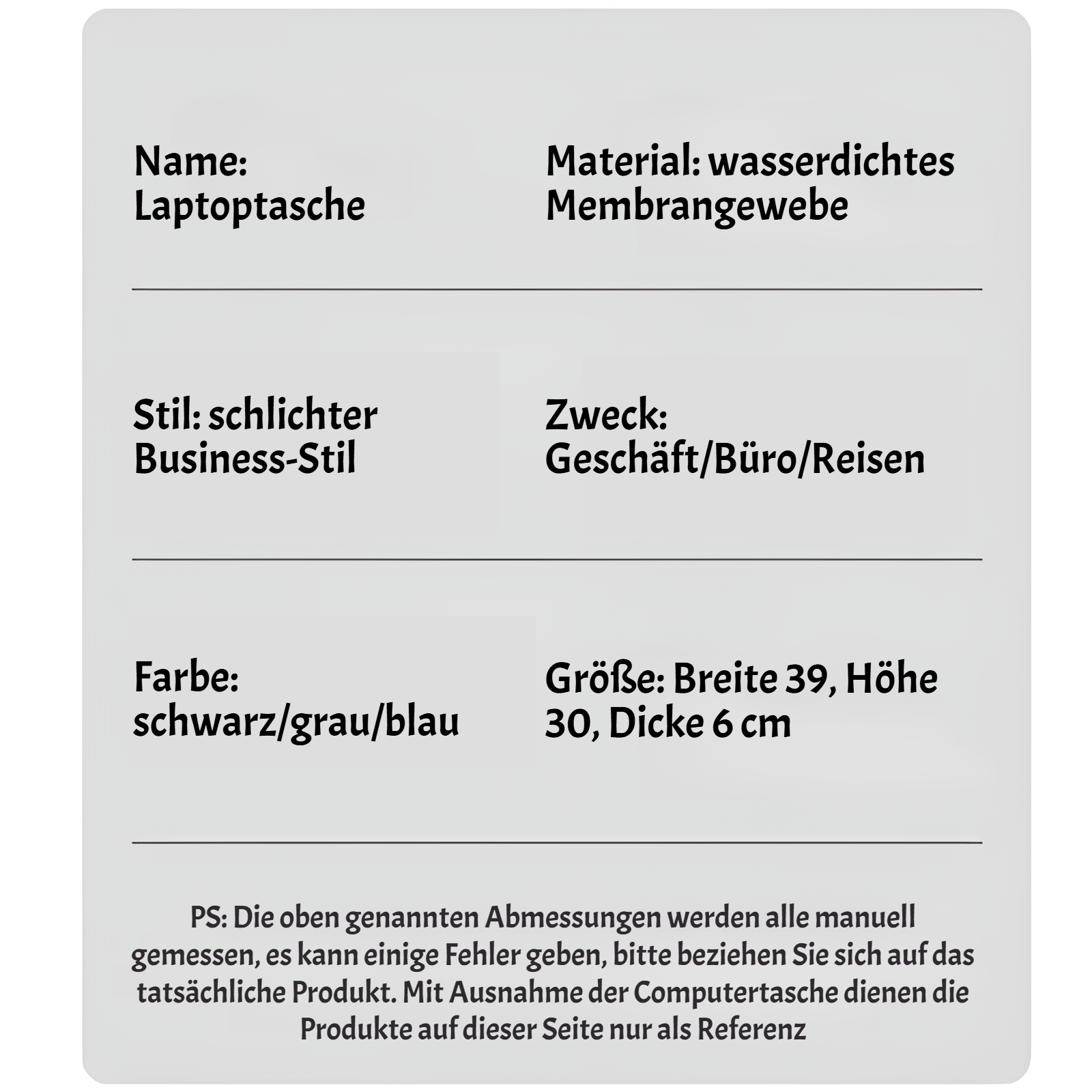 Wasserabweisende Laptoptasche für Männer in modernem Design