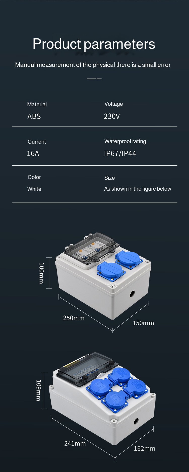 Portable industrial socket box with weatherproof design