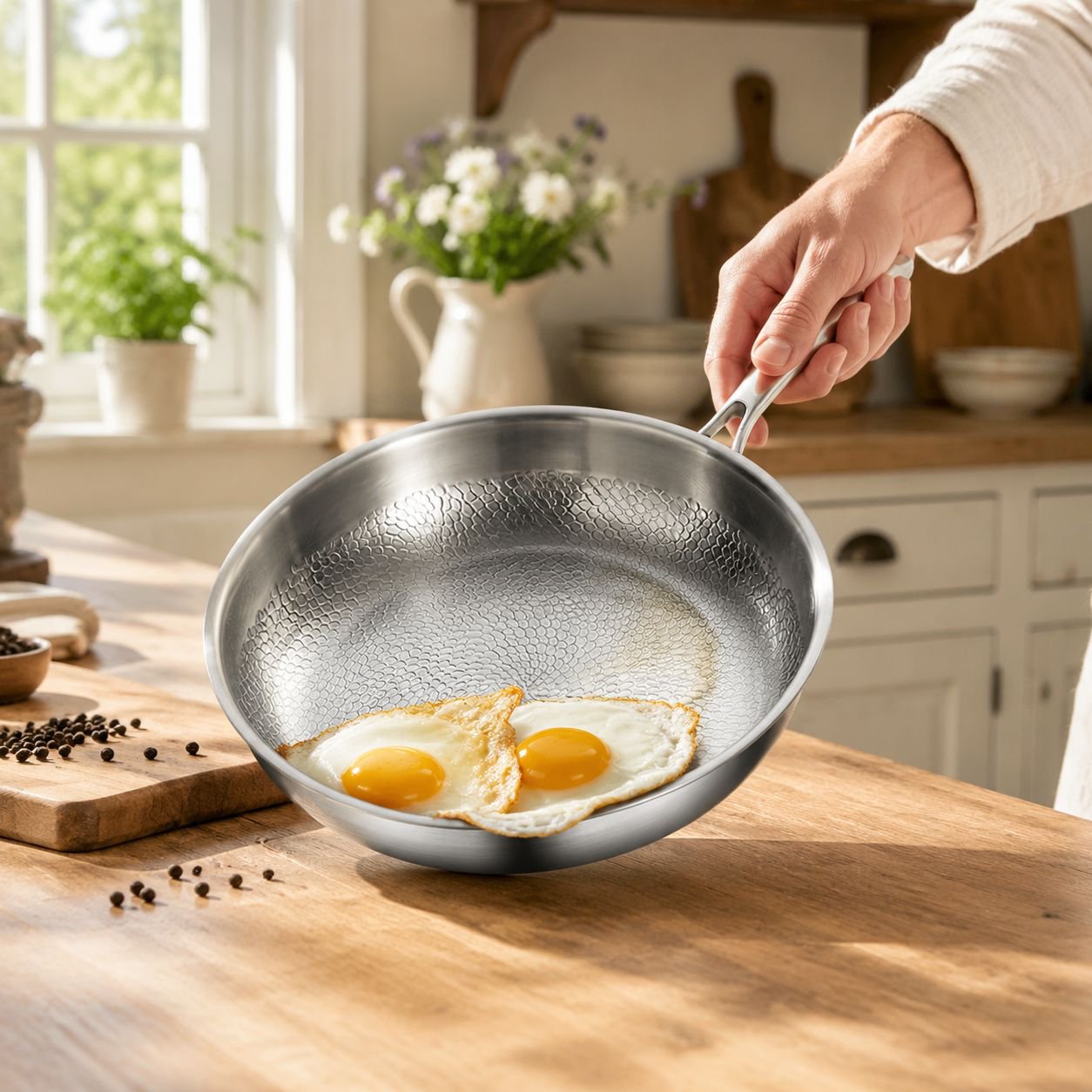 Uncoated Non-stick Frying Pan
