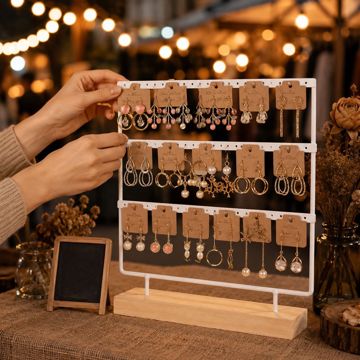 Decorative jewelry stand for necklaces and earrings