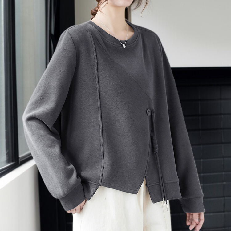 패션 캐주얼 여성 스웨터 통근 여성 상의 가을 겨울 단추 루즈핏 빅사이즈 나른한 맨투맨