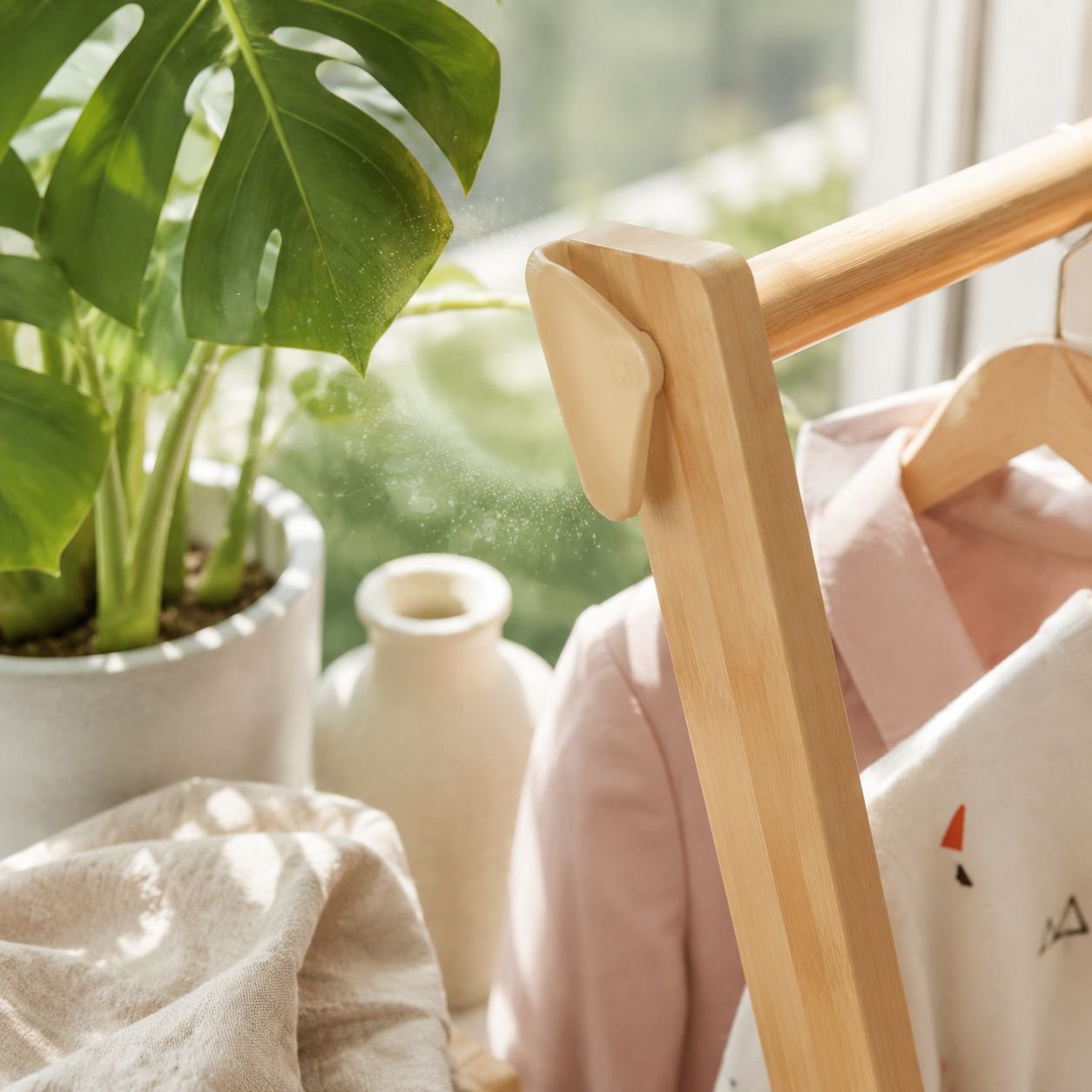 Simple Bamboo Indoor Clothes Hanger, Foldable Design, Eco-friendly and Odorless