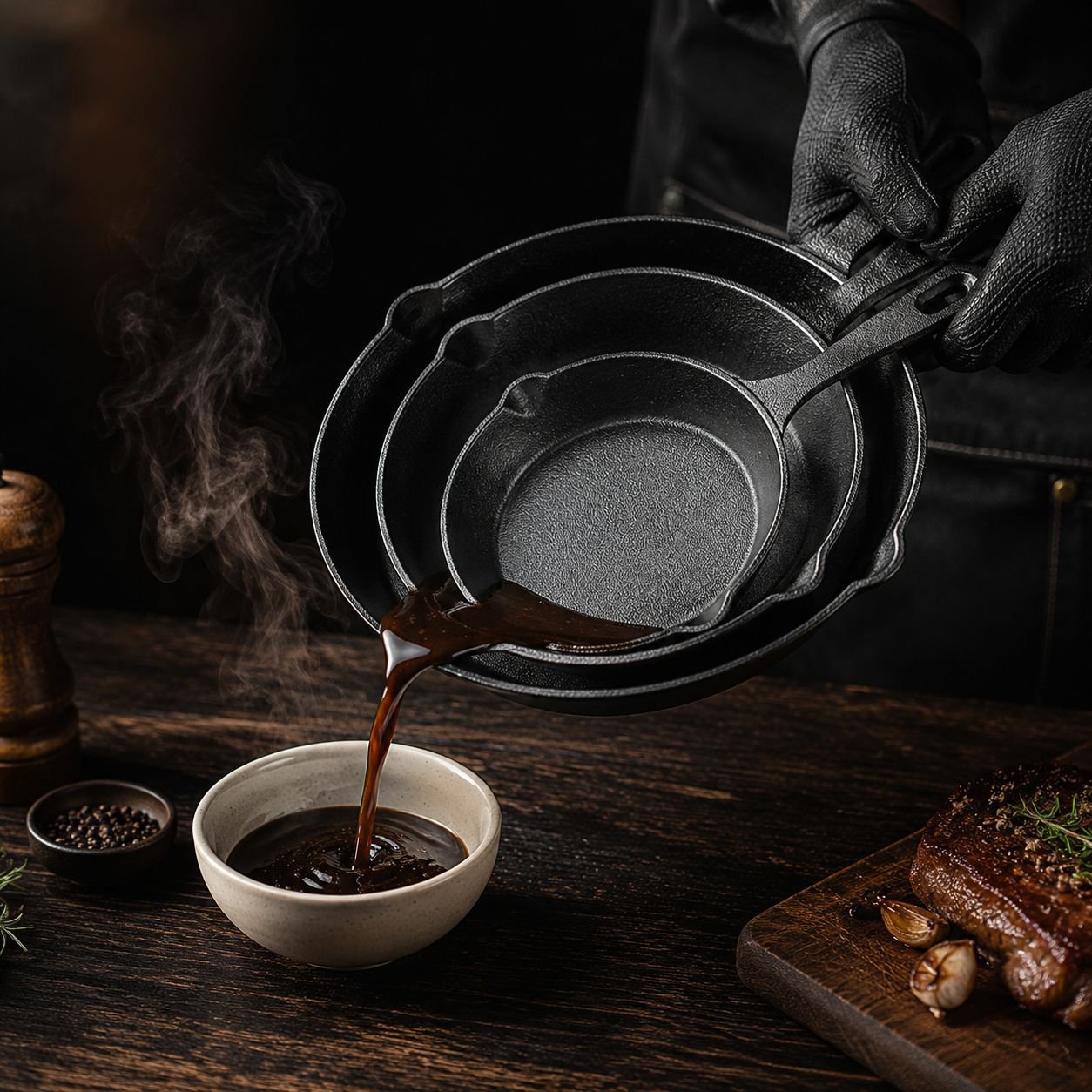 Thickened cast iron pan for even heat distribution