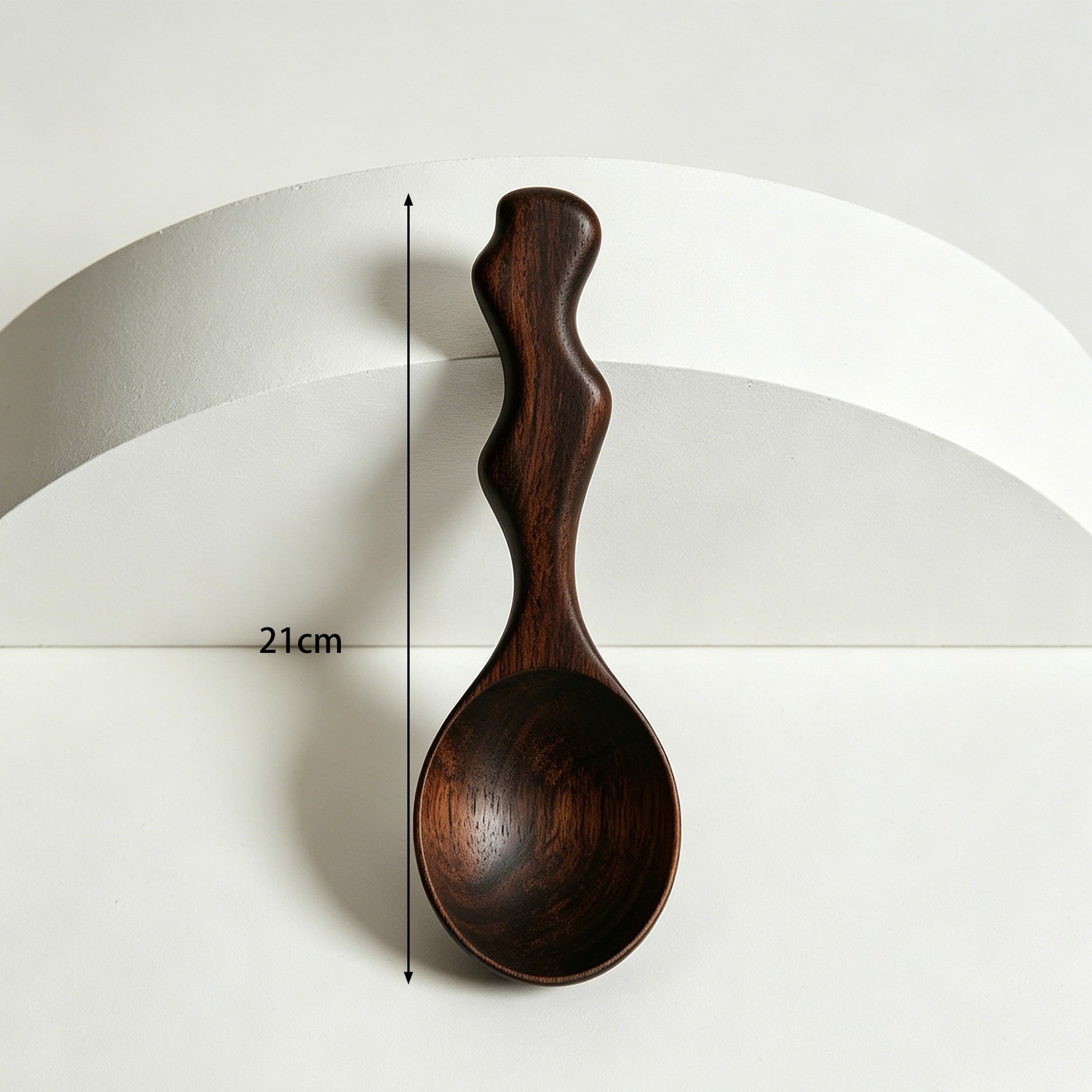 Ebony wood rice spoon set of 3 on kitchen table